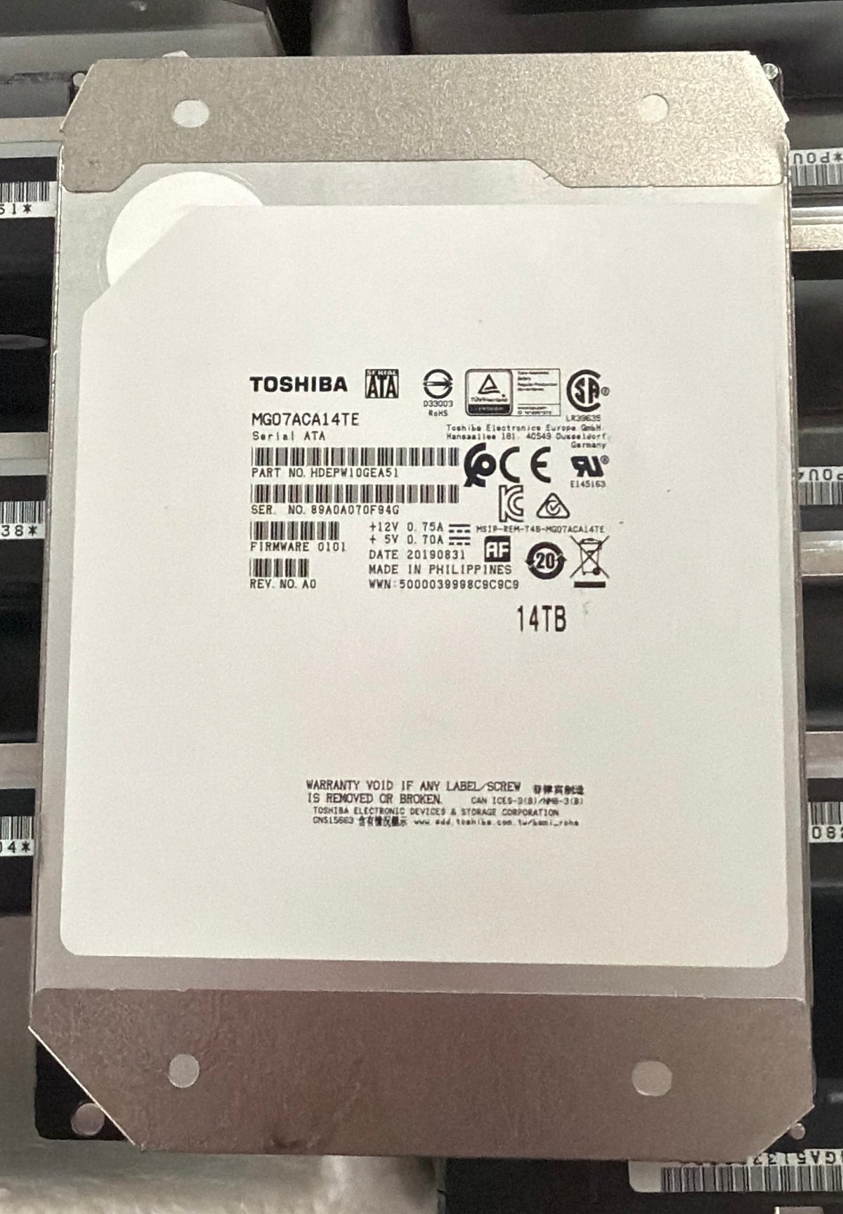 Toshiba MG07ACA14TE 14TB SATA Enterprise HDD — Grade A Refurbished